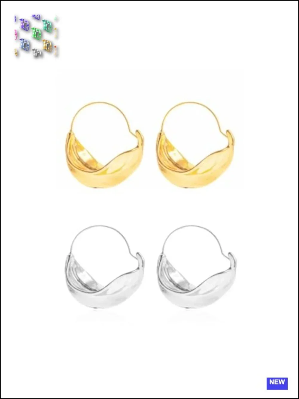2 Pairs Fulani Chunky Basket Earrings Set Gold Silver Plated Bohemian Statement